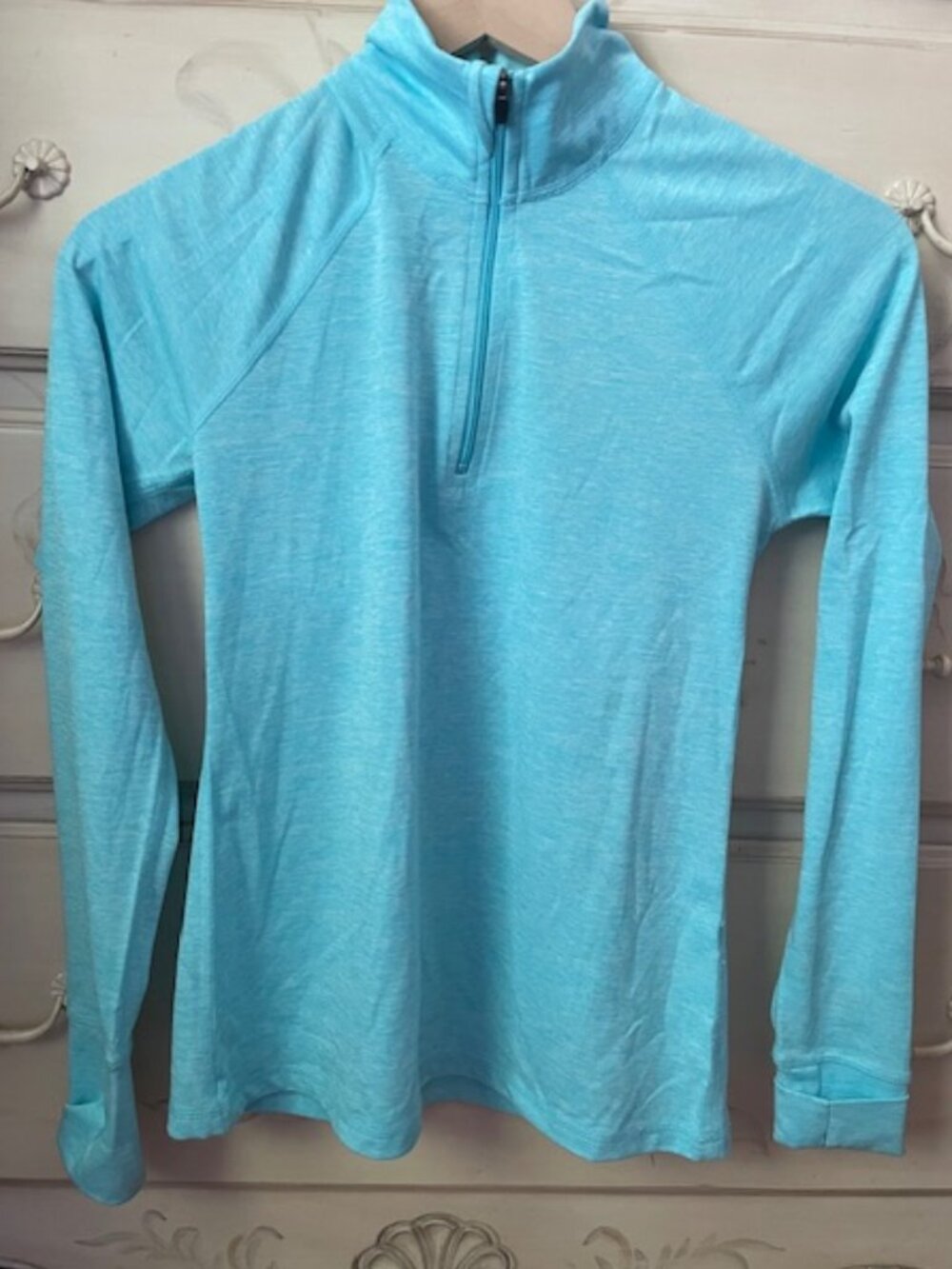 Ideology Light Blue Women's Long Sleeved Athletic Quarter Zip Shirt- size XS